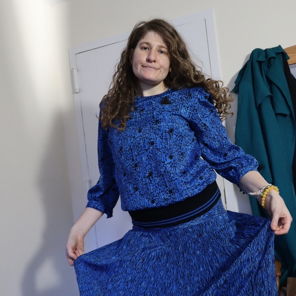 Blue vintage two piece set size 10 - Picture 2 of 10